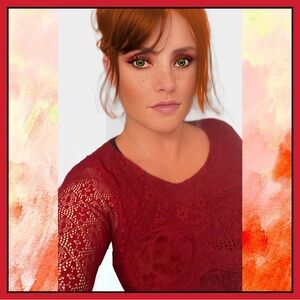Ginger G Deep Red Lace Detail Top